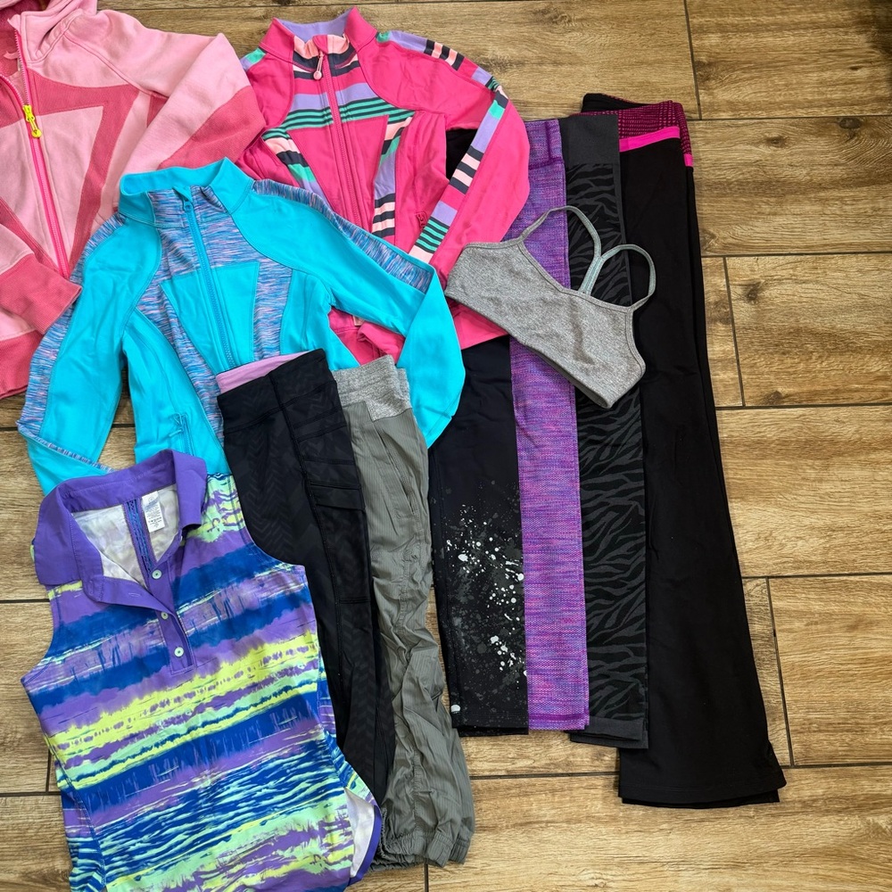 IVIVVA By Lululemon Girl Lot Of 11 Sz 12 Jackets Fleece Pants Leggings Tank Bra - Picture 5 of 15
